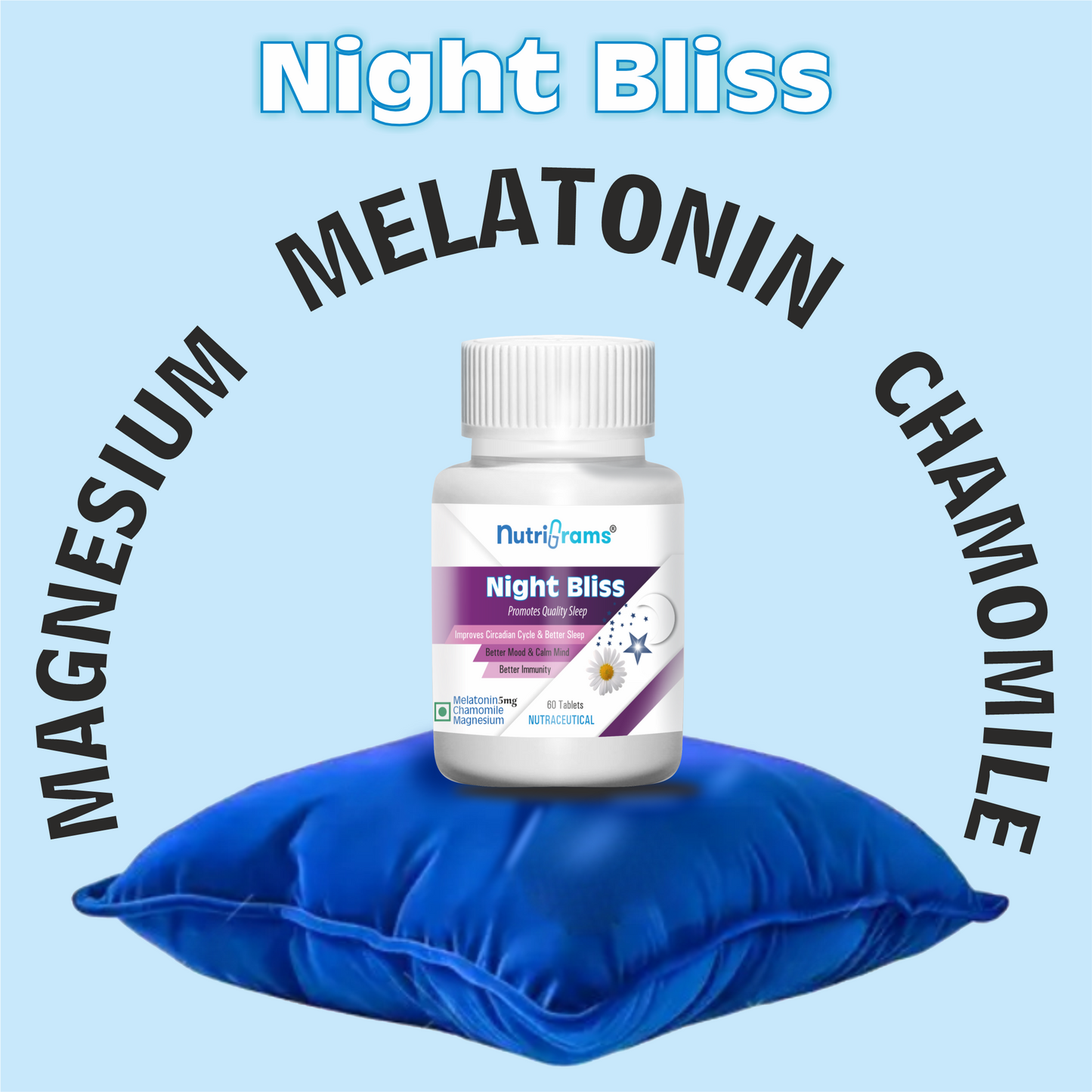 Night Bliss: Melatonin Tablets for Natural Sleep Aid & Relaxation Support