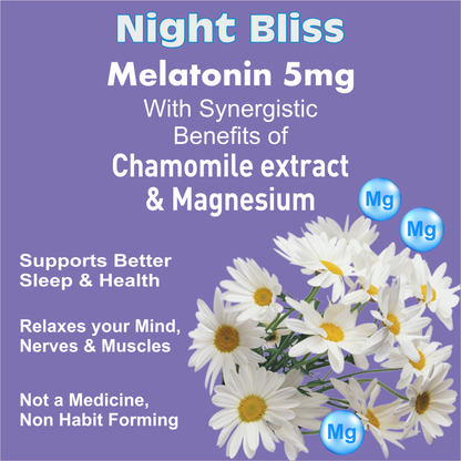 Night Bliss: Melatonin Tablets for Natural Sleep Aid & Relaxation Support