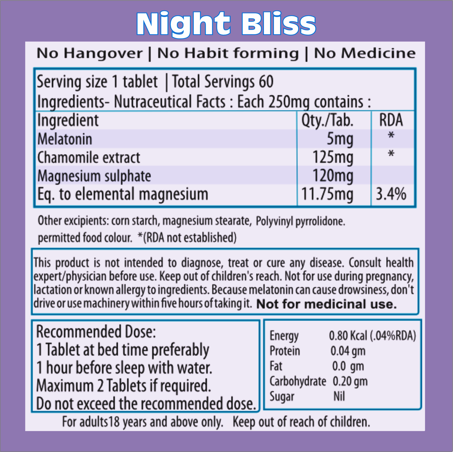 Night Bliss: Melatonin Tablets for Natural Sleep Aid & Relaxation Support